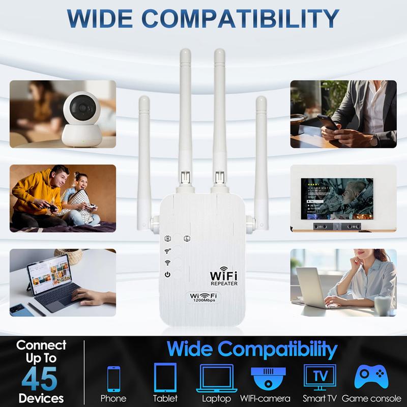 WiFi Extender 2025, 1200Mbps Dual Band (5GHz/2.4GHz) Signal Booster, Covers 10,000 sq. ft & 50 Devices, Repeater with Ethernet Port for Home, Gifts WiFi Extender 2025, 1200Mbps Dual Band (5GHz/2.4GHz) Signal Booster, Covers 10,000 sq. ft & 50 Devices, Repeater with Ethernet Port for Home, Gifts