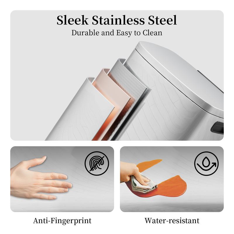 KSSKSS Tall Kitchen Trash Can 13 Gallon 50L Step Garbage Bin with Lid Stainless Steel Removable Inner Bucket Soft Close Ideal for Home Office