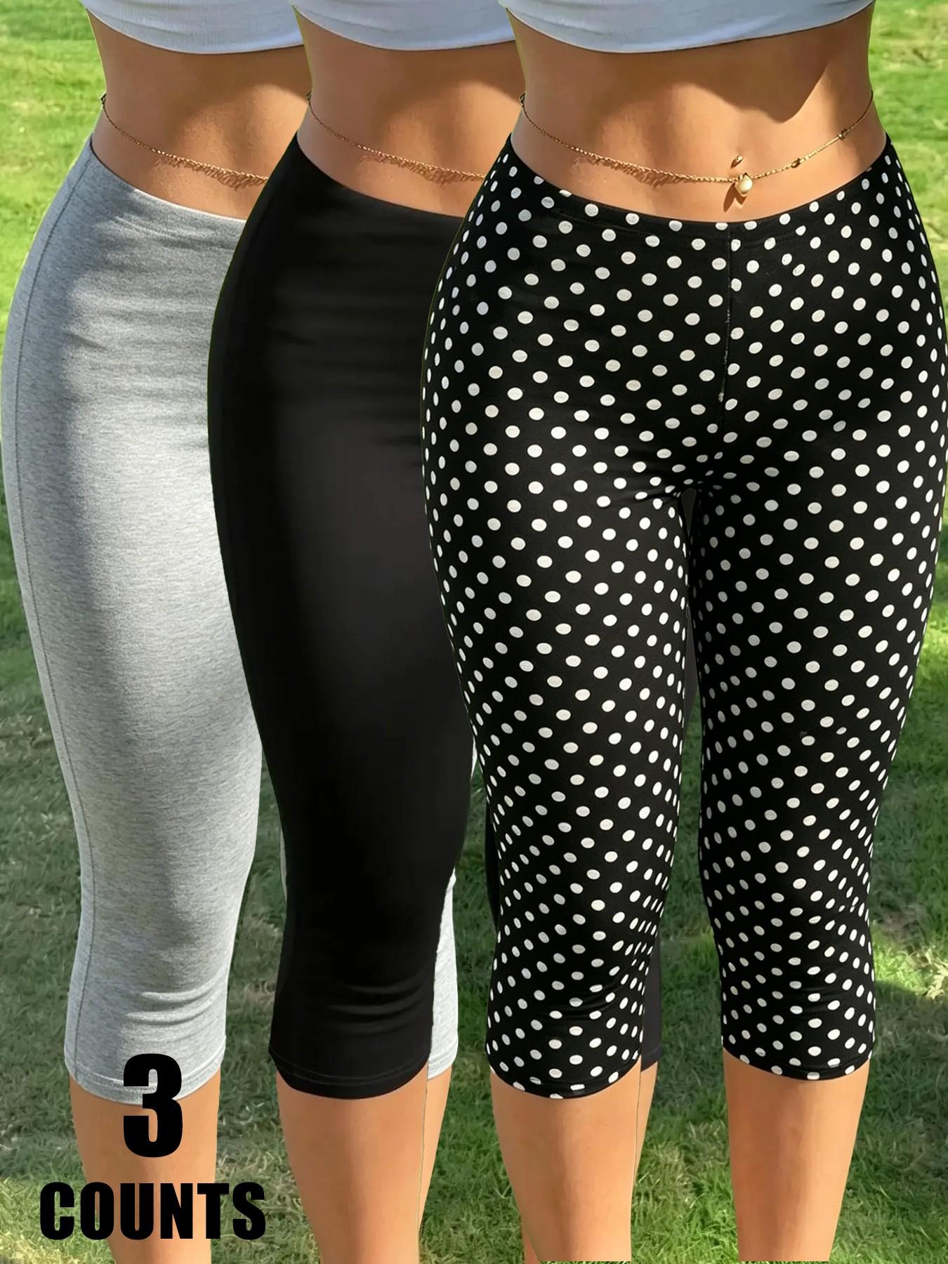 3-Pack Set Women's Y2K Streetwear Capri Slim-Fit Pants, Active Pants with Side Slit, Ideal for Gym and Casual Wear