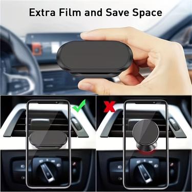 Magnetic Car Phone Mount 2 Pack with 4 Metal Plates 360 Rotation Universal Dashboard Adhesive Holder for iPhone & All Phones Super Magnet Strong Hold Portable Car Use