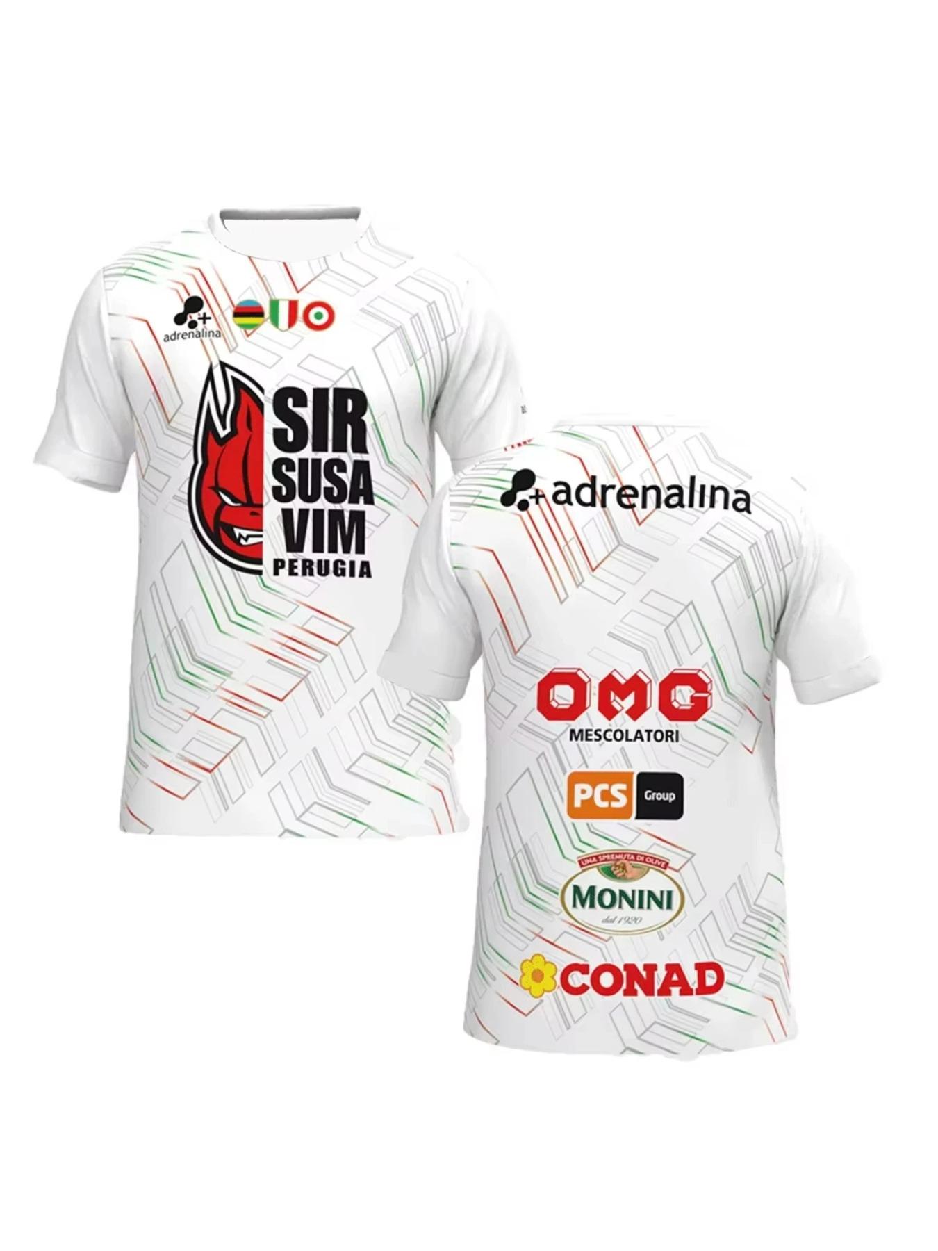 Italian Sir Susa Vim Perugia volleyball jersey T-shirt round neck quick-dry training wear breathable plus size top