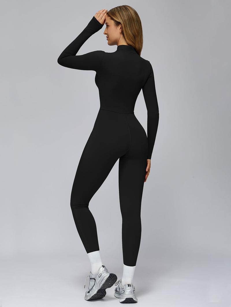 Autumn Winter Cross-Border Jumpsuit, Tight-Fitting Fleece Yoga Jumpsuit, Outdoor Warm One-Piece, Sporty Comfy Jumpsuit, Running Fitness Clothes