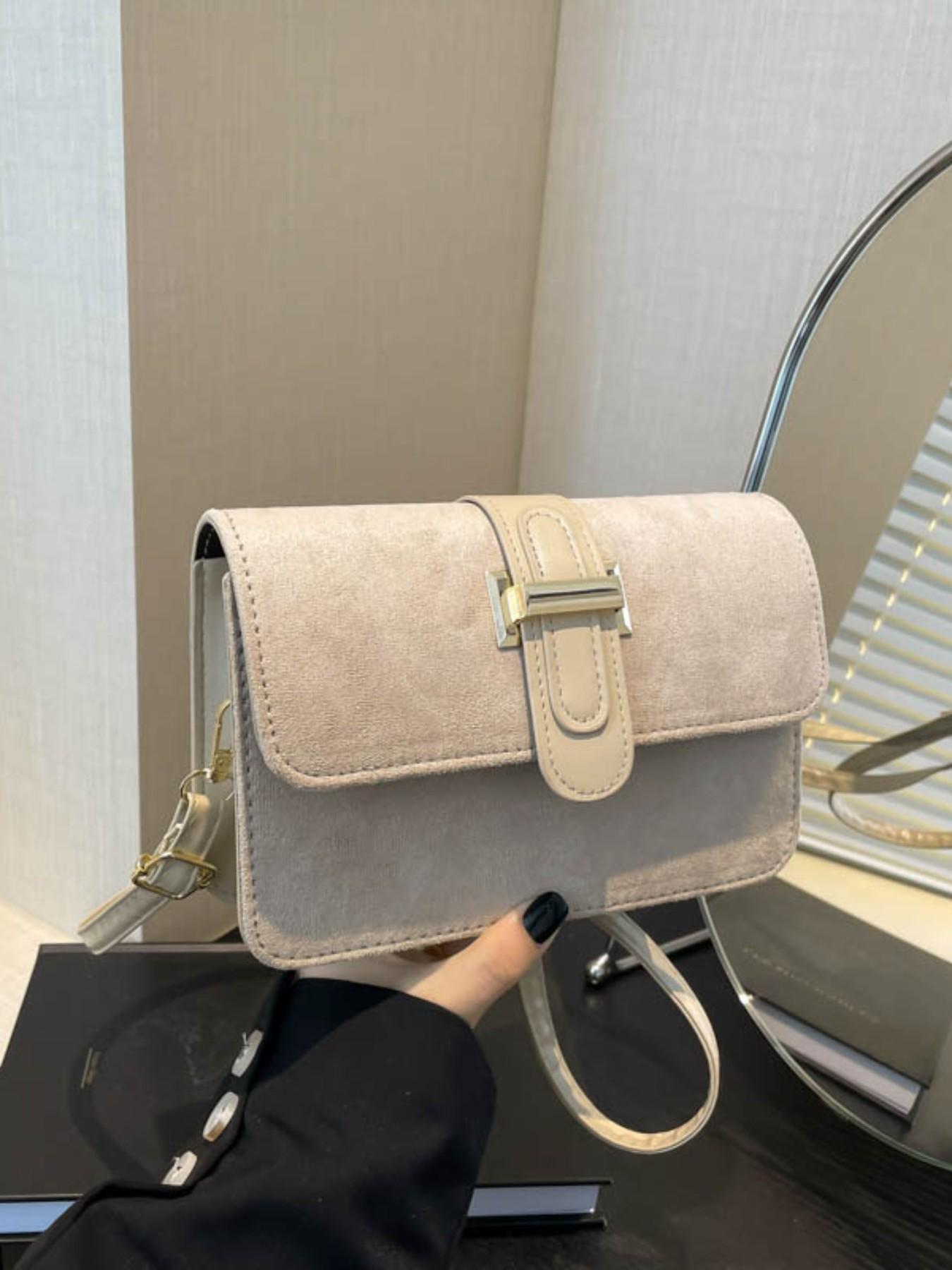 Korean Style Fashion Suede Crossbody Shoulder Bag, High-Quality Synthetic Leather, All-Seasons, Perfect for Work and Commute