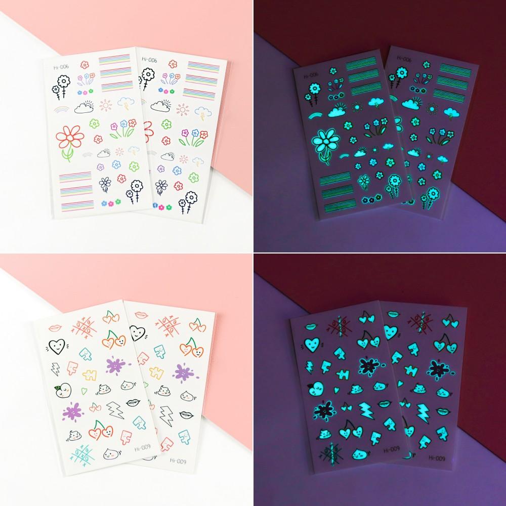 12 Pcs Glow-in-the-Dark Temporary Tattoos | Waterproof Y2K Finger Tattoos, Moon Star Wing Butterfly Flower Designs, Long Lasting 2-5 Days, Body Decorations for Music Festivals, Parties, Prom & Holidays