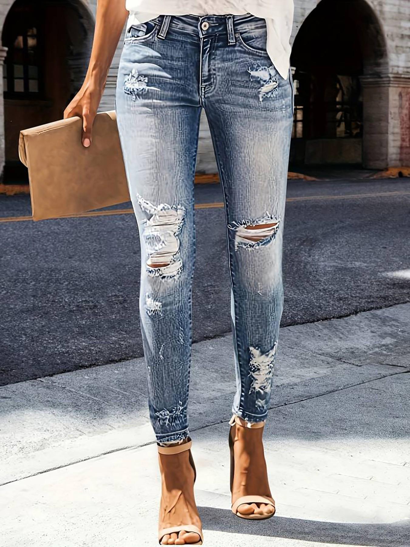 New Women's Denim Jeans Nine-Quarter Casual Ladies Ripped Jeans Trendy Comfortable High-Quality Female Jean Pants
