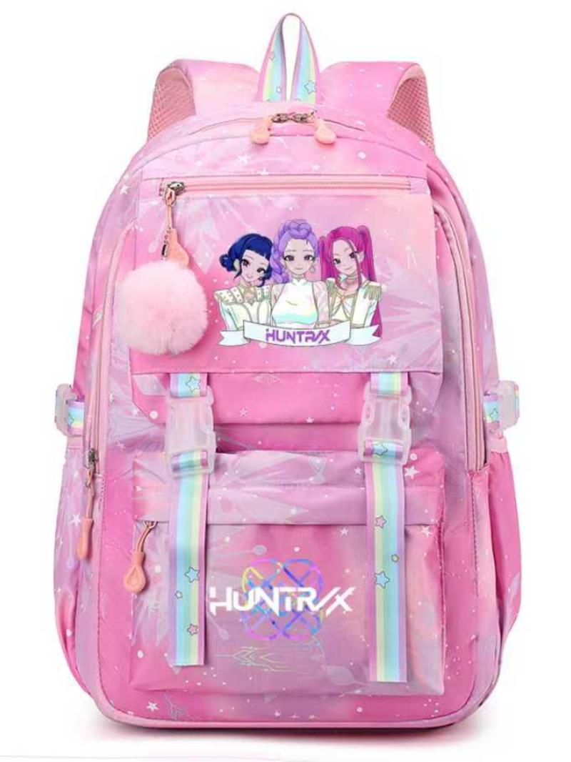 Cute Kpop Hunter Girl Group Cartoon Backpack, Trendy Backpack, Adorable Jk Plaid Sweet Student Bag, Anime Style with Fur Ball, All Seasons, Cute Versatile Backpack Cute Kpop Hunter Girl Group Cartoon Backpack, Trendy Backpack, Adorable Jk Plaid Sweet Student Bag, Anime Style with Fur Ball, All Seasons, Cute Versatile Backpack