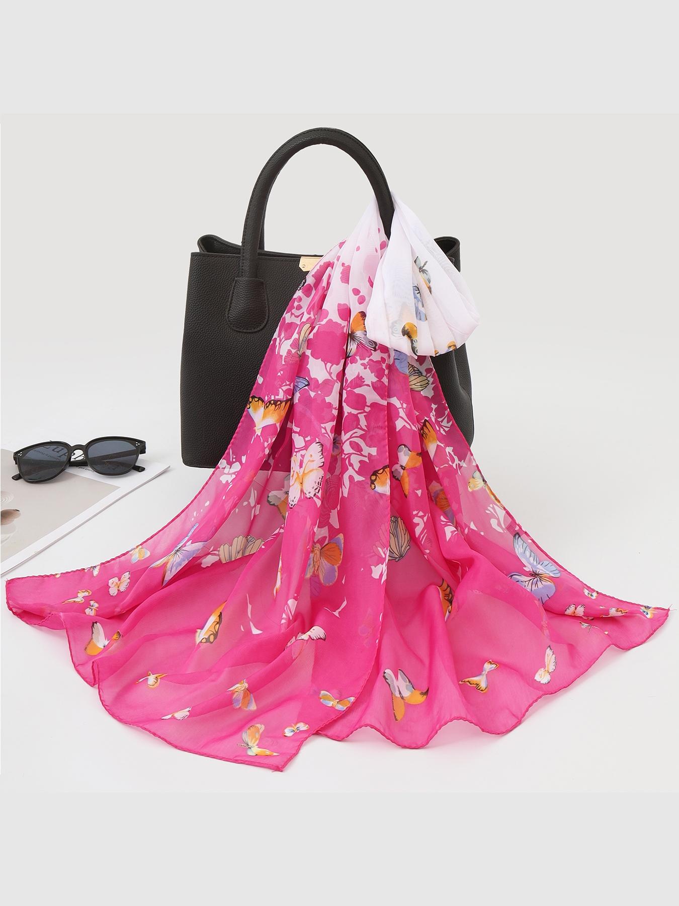 Long Chiffon Scarf, Boho Style, Loose-Fitting, Random Print, All Seasons, Mother's Day Gift, Korean Fashion, Sun Protection Shawl