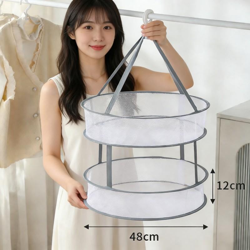 Double Layer Large Windproof Laundry Basket, Foldable Sweater Laying Net, Durable Folding Clothes Rack, Ideal for Home Use