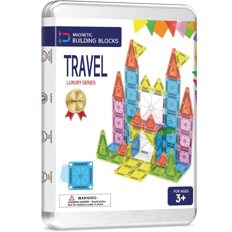 Mini Travel Magnetic Building Blocks Set with Storage Box, Multiple Build Options, Perfect Christmas Holiday Gift for Boys & Girls, Magnetic Building Tiles #TOP PICKS