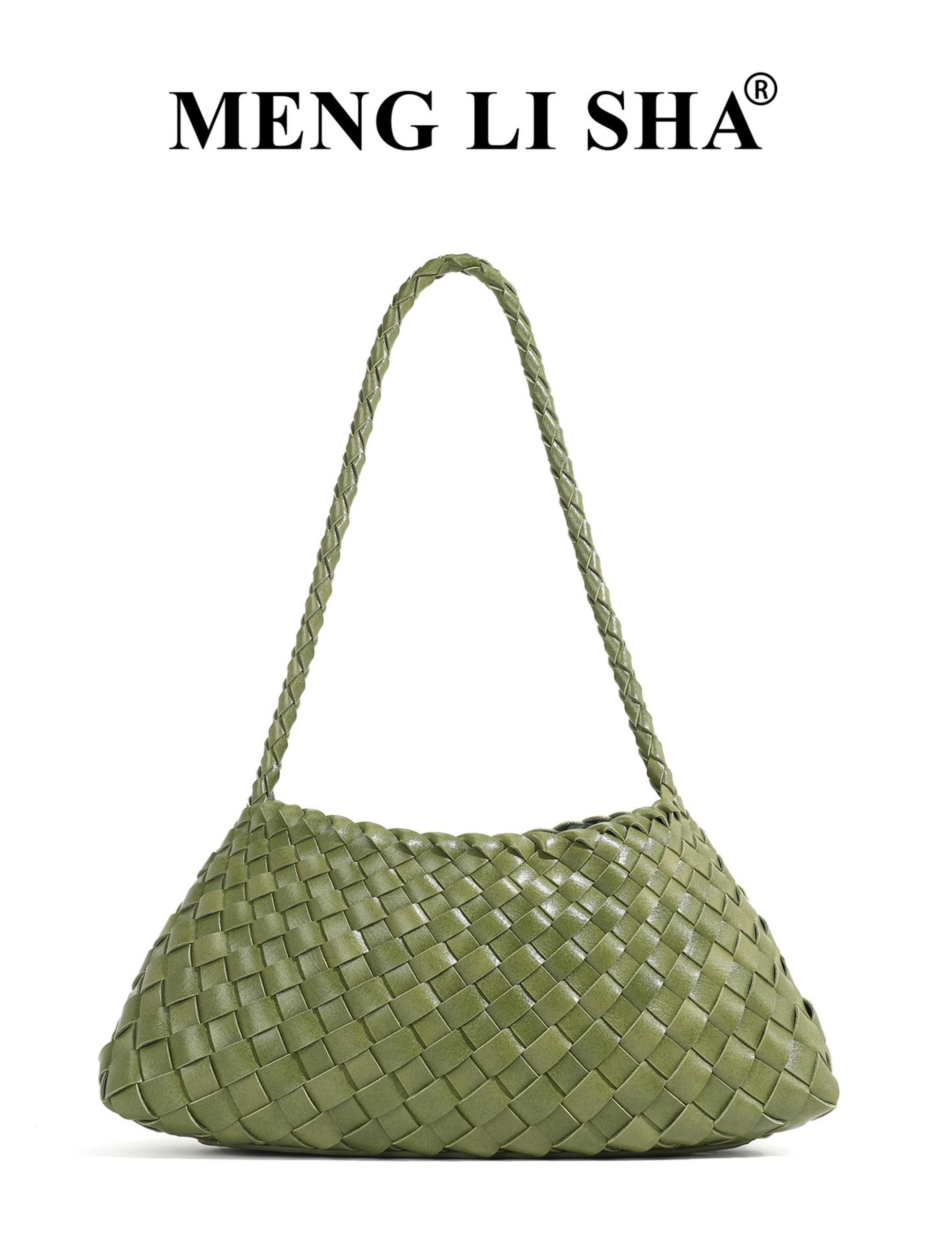 Vintage Handwoven Bag for Women, Commuter Crossbody Shoulder Bag, Versatile Drawstring Basket Bag, French Lazy Style, Perfect for Work and Dates