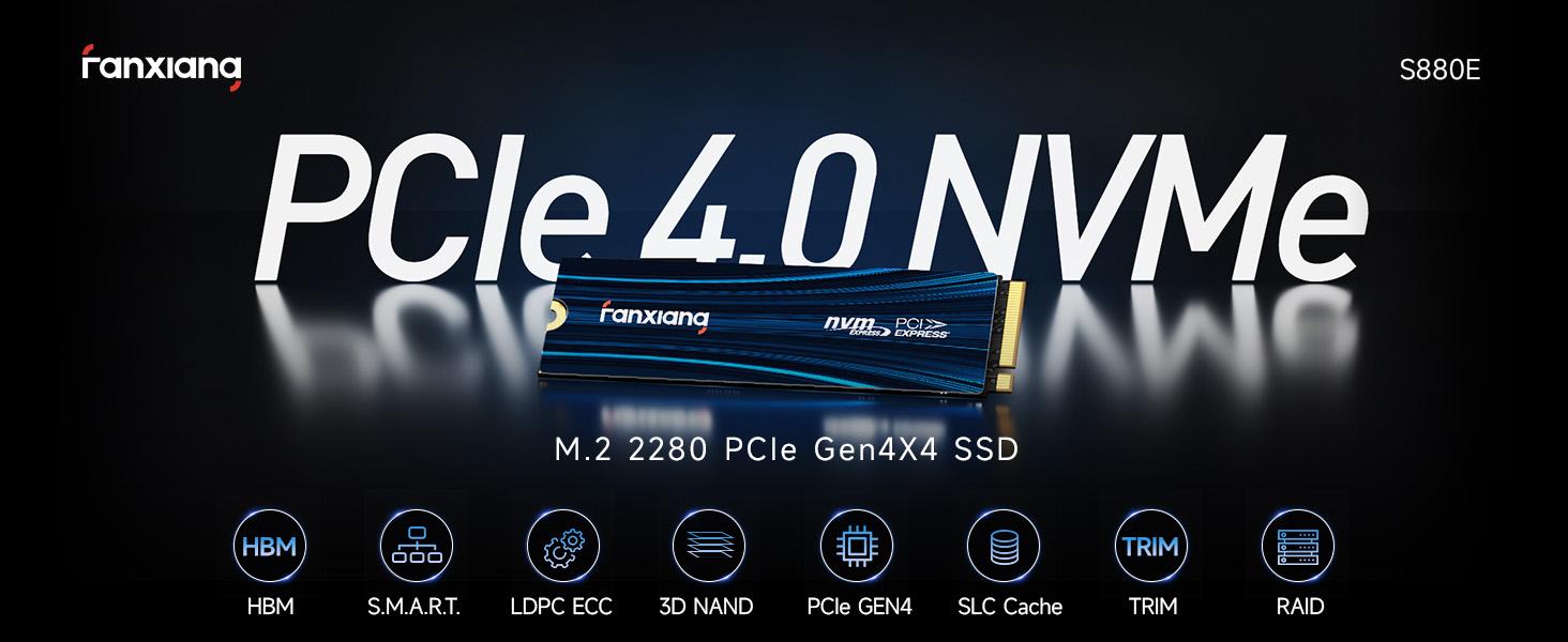 FANXIANG S880E/S880ER 4TB SSD M.2 NVMe PCIe Gen4 Gaming SSD M.2 2280, Up to 7100MB/s Compatible with PS5, Internal Solid State Drive for Gamers, Professionals, Creators