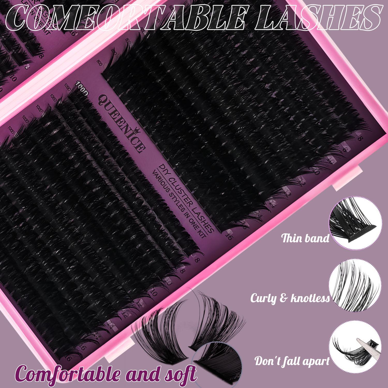 Slender and Soft False Eyelashes, Multi-Functional Eyelash Book 50D–150D with Mixed Natural Thick Eyelash Clusters (8mm–16mm), DD Curl Lashes for Daily Makeup, Charming Eyes, Beginner-Friendly Reusable Eyelash Falsies, Individual Eyelash Kit
