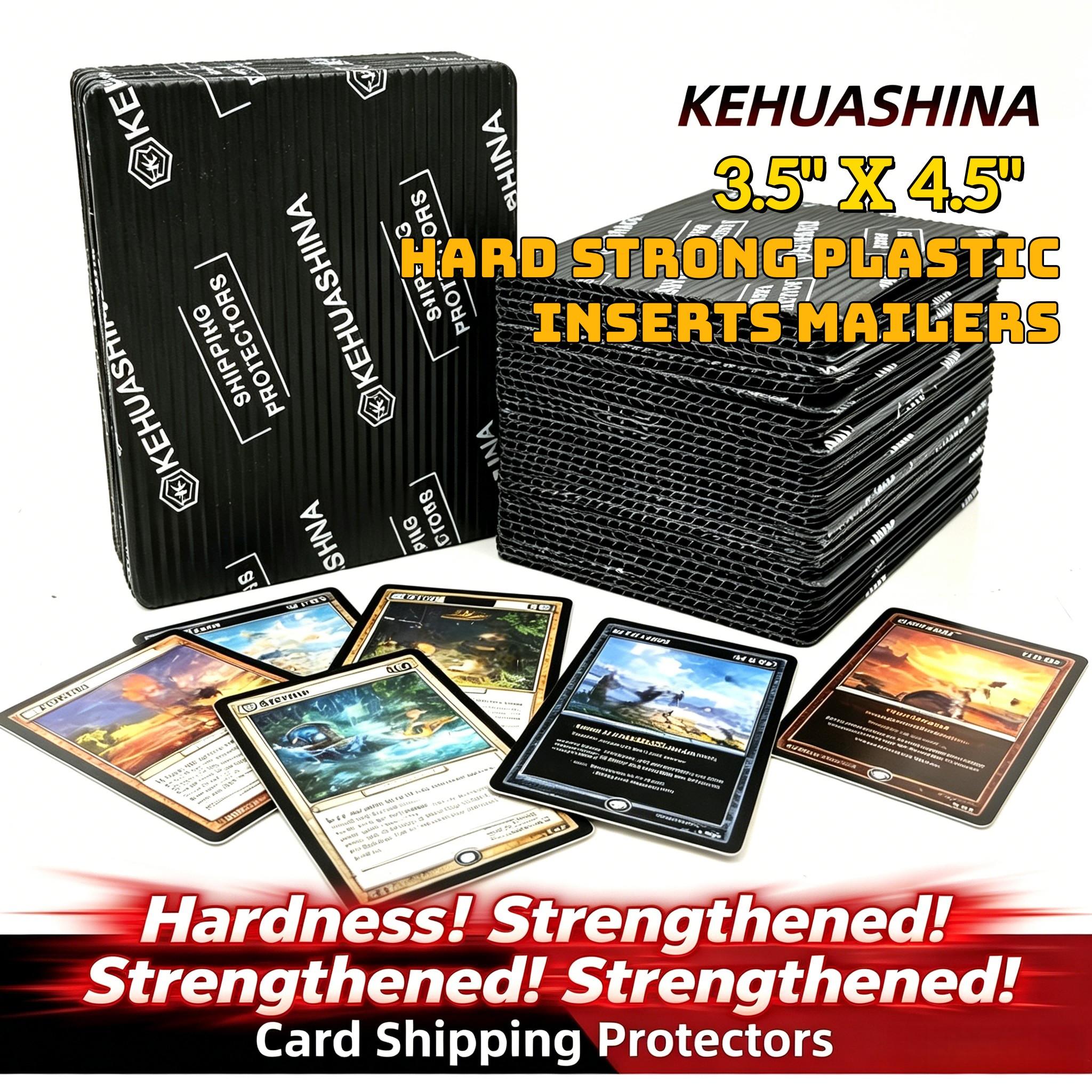 Trading Card Shipping Protector Board - 3.5x4.5Inch Black Card Shipping Supplies With Round Corners, Lightweight & Reusable For Raw Cards, Sleeved Card, Top Load Holder, Semi-Rigids, Strong Plastic Inserts Mailers For Sports Star TCG Games Cards