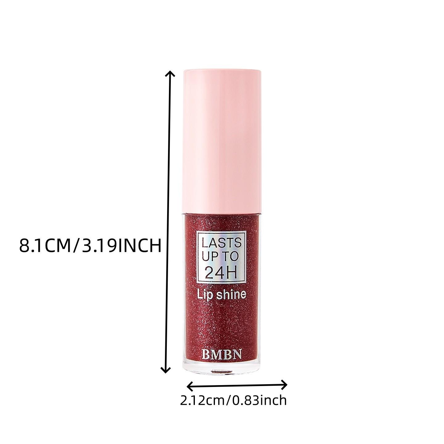 BMBN monochrome shiny lip gloss lipstick - shiny pink gel formula, shiny lip glaze, with glitter powder, instantly create a charming look, lasting shiny, berry color (pink and) - suitable for all beige colors, parties, activities, daily makeup - lip color