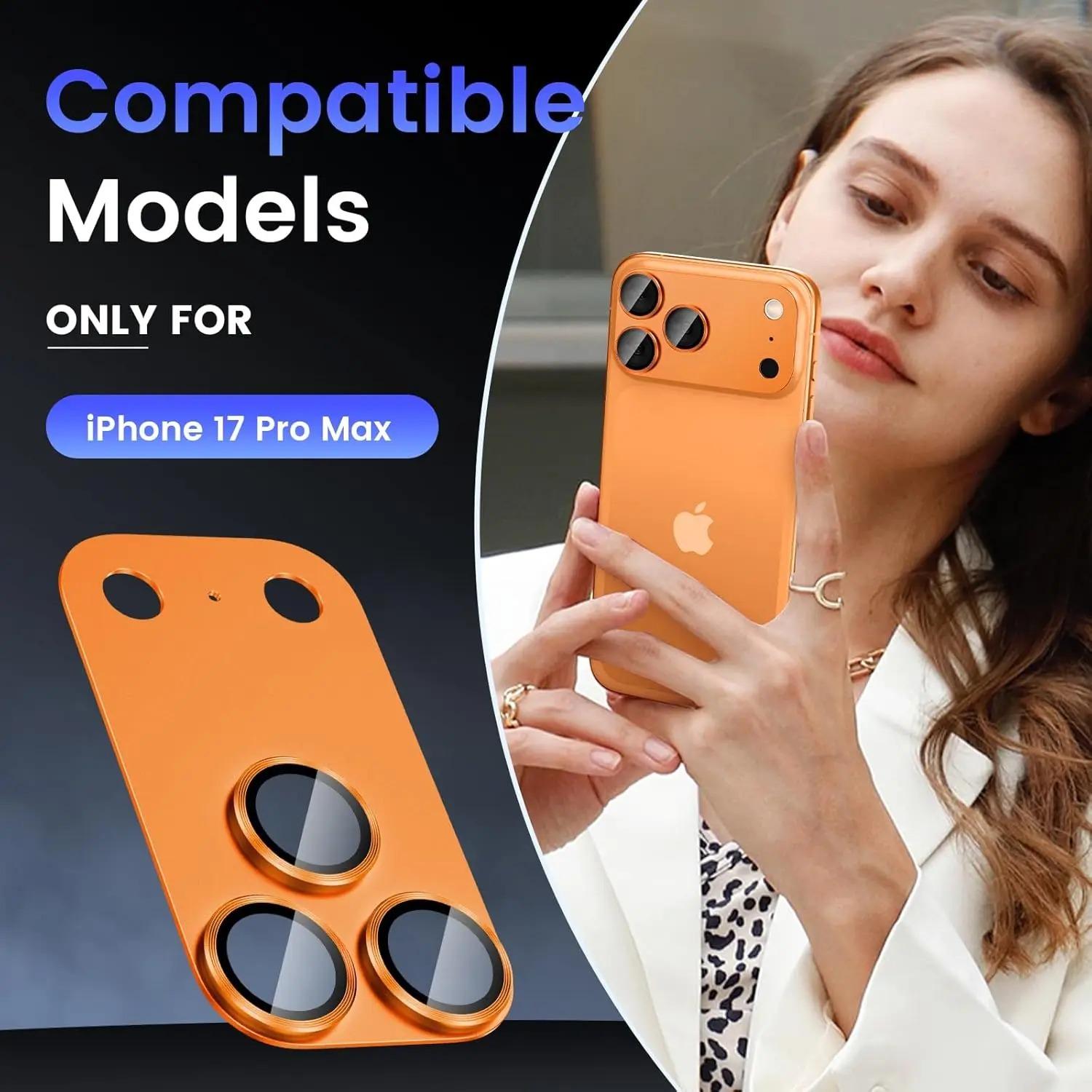 1 Pair Camera Lens Protector For iPhone 17 Pro Max 17 Pro - HD Clear Glass Cover With Metal Frame, Anti Scratch Full Lens Coverage Easy Install Bubble Free Protective Film For Everyday Use