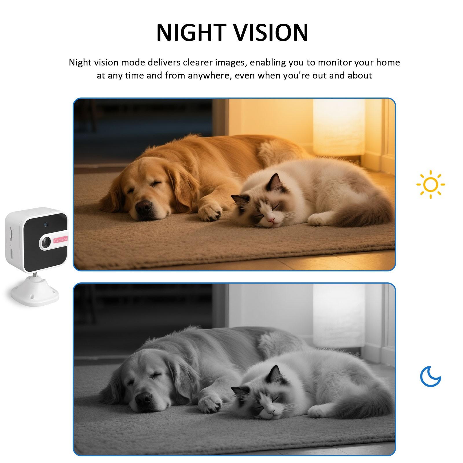Wireless WiFi Home Security Camera with Night Vision, Motion Tracking, Wall Mount, Mobile App Live View for Indoor Monitoring – Smart Surveillance Camera for Home Security,  24/7 Security Monitoring, App Control, Easy Installation