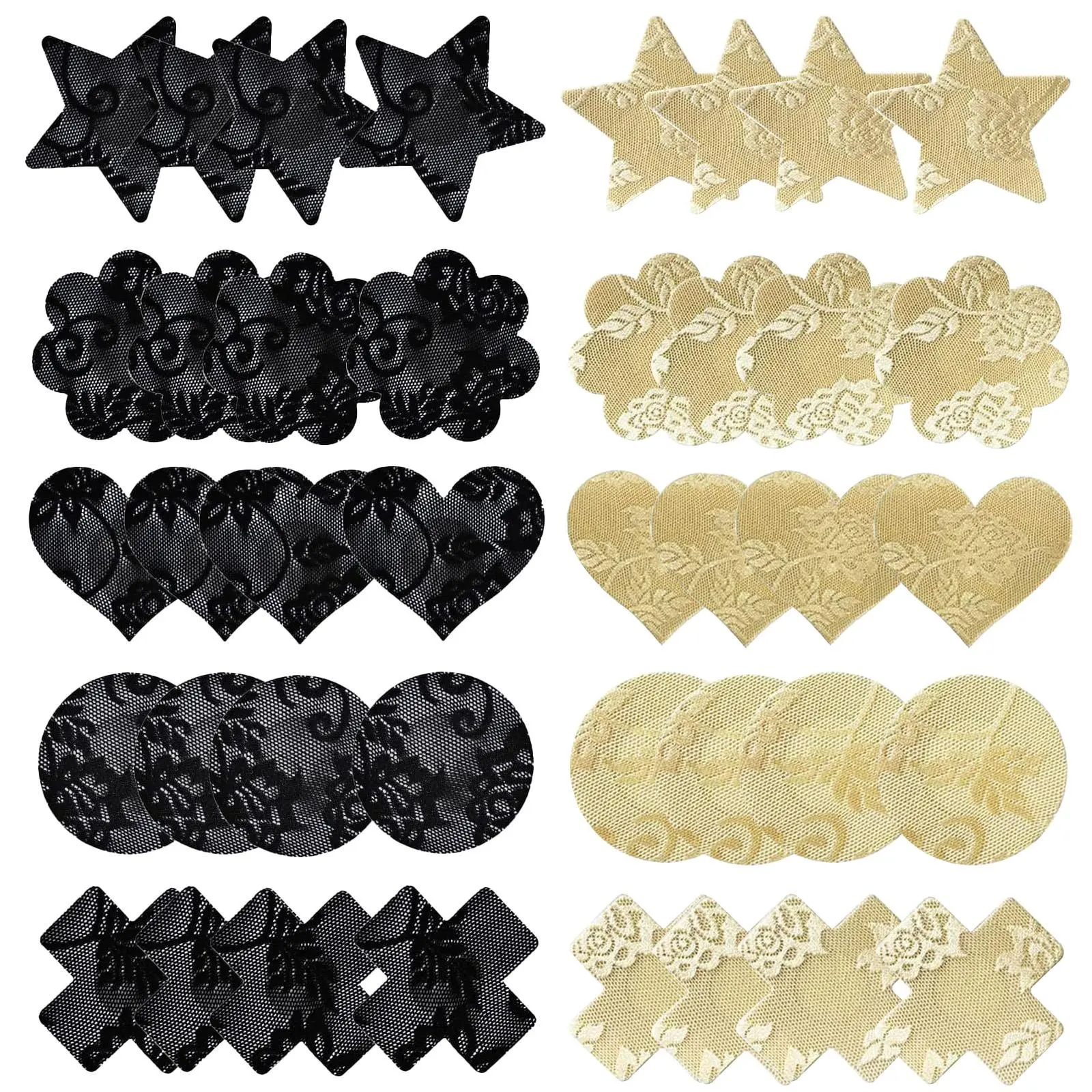 40 Pcs Self adhesive lace nipple covers Pasties Breast Petals for Women Lingerie Grade Adhesive Waterproof for Festivals, Raves, & Lingerie