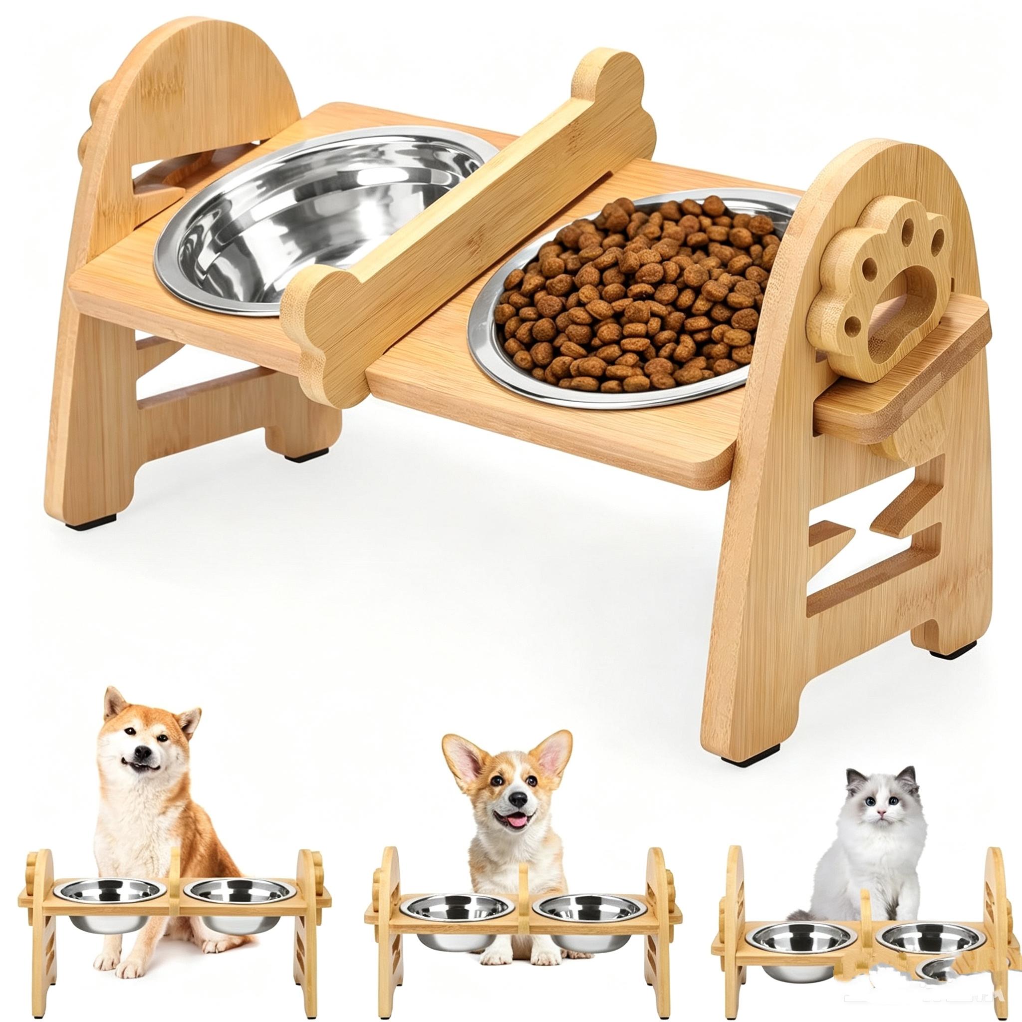 Multi-Layer Elevated Cat Feeder with Pet Food Bowl, Includes 3 Stands, Easy Assembly & Portable Design, Ideal for Multiple Cats