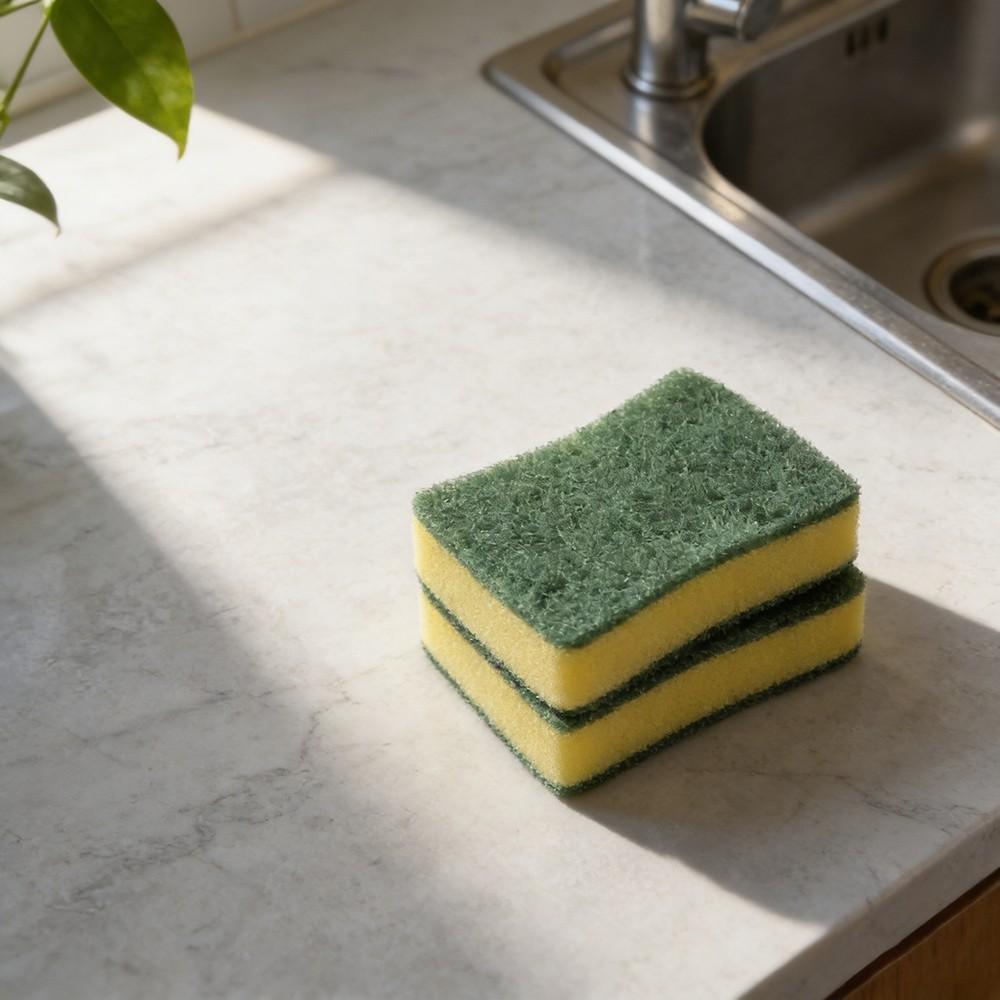 10 Pieces Waist Type Dual-Sided Cleaning Sponges, Simple Style, Oil Removal, No Scratching, Home Kitchen Daily Clean