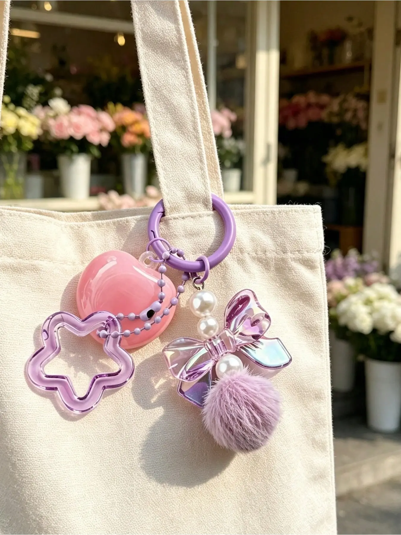 Wearable Refillable Lip Balm Jar with Ball Pendant Keychain, Pink Applicator Lip Gloss Container, DIY Cosmetic Bottle Bag Charm for Travel Dorm, Gift for Women Valentine Mother Teacher Halloween Christmas Graduation Back to School