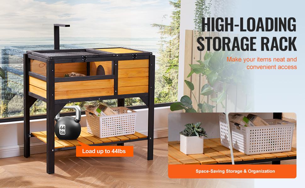 VEVOR Tortoise Habitat, Wooden Tortoise House Indoor Outdoor, Tortoise Enclosure with Light Stand, Reptile Enclosure Small Animal Cage with Stand Legs for Gecko, Lizard, Snake