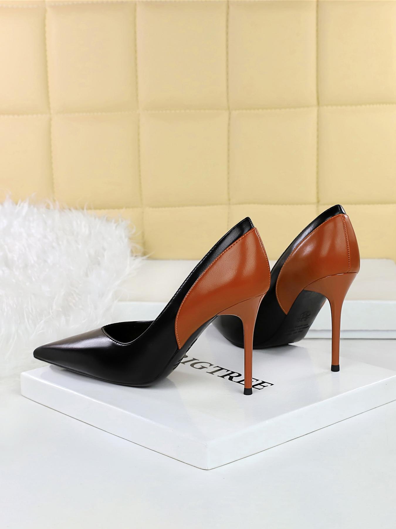 Women's Fashionable Colorblock Pointed Toe Classy Stiletto Heels, Elegant High Heel Shoes for Party, Banquet, Trendy All-match & Exquisite Heels for Women & Girls