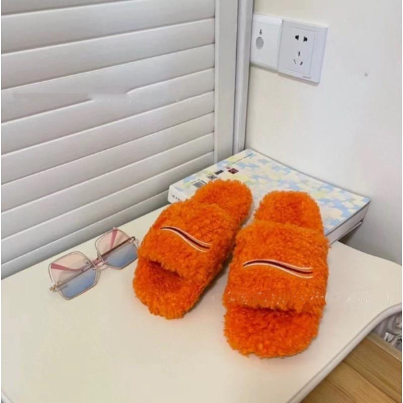2026 Fall Winter New Women Embroidered Lamb Wool Slippers, Fashion Single Band Flat Sole Footwear, Non-Slip Soft Fluffy Warm Slides for Indoor Outdoor Daily Leisure Wear