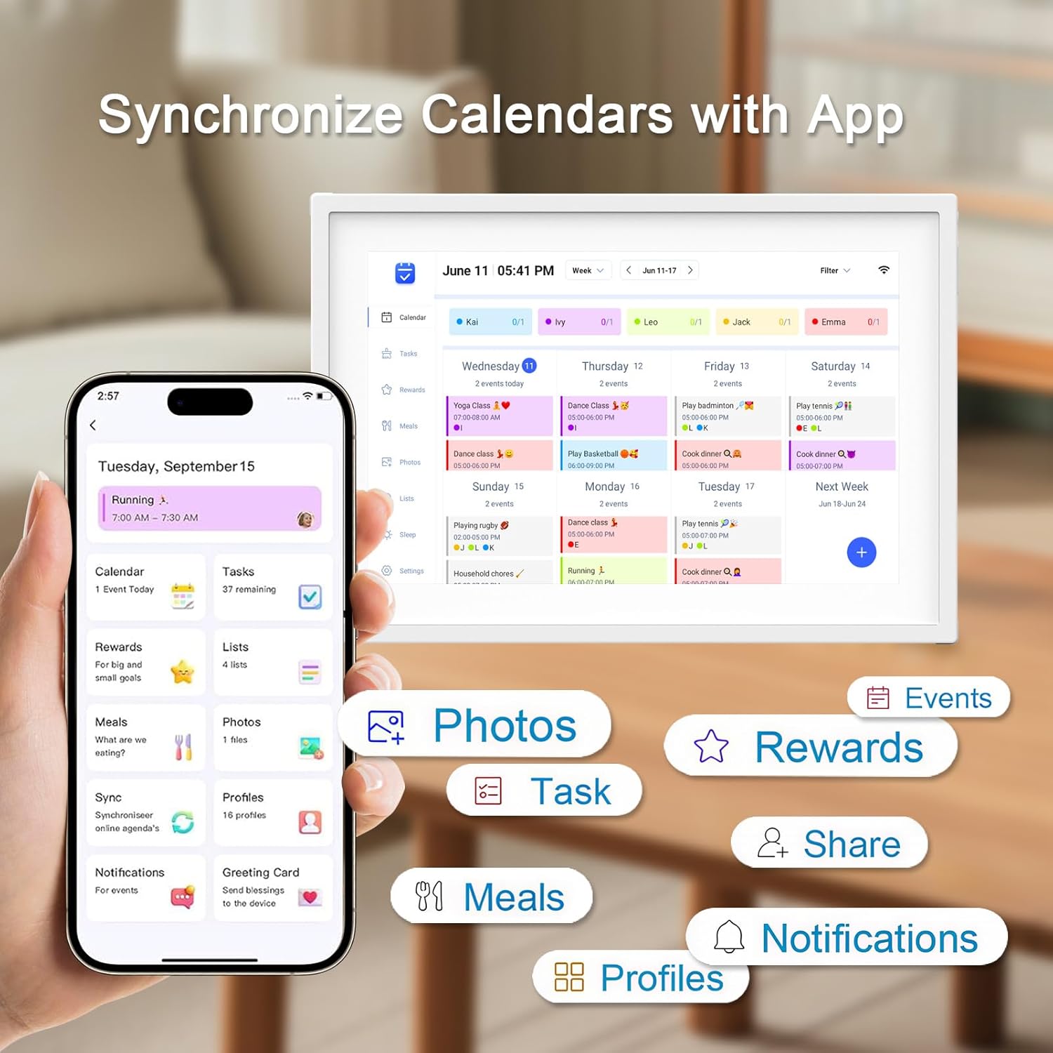 10.1 inch Wall Planner Digital Calendar & Chore Chart,  Touchscreen Interactive Display for Family Schedules, Hearth Display Digital Calendar,  for Organizing Your 2026 Year