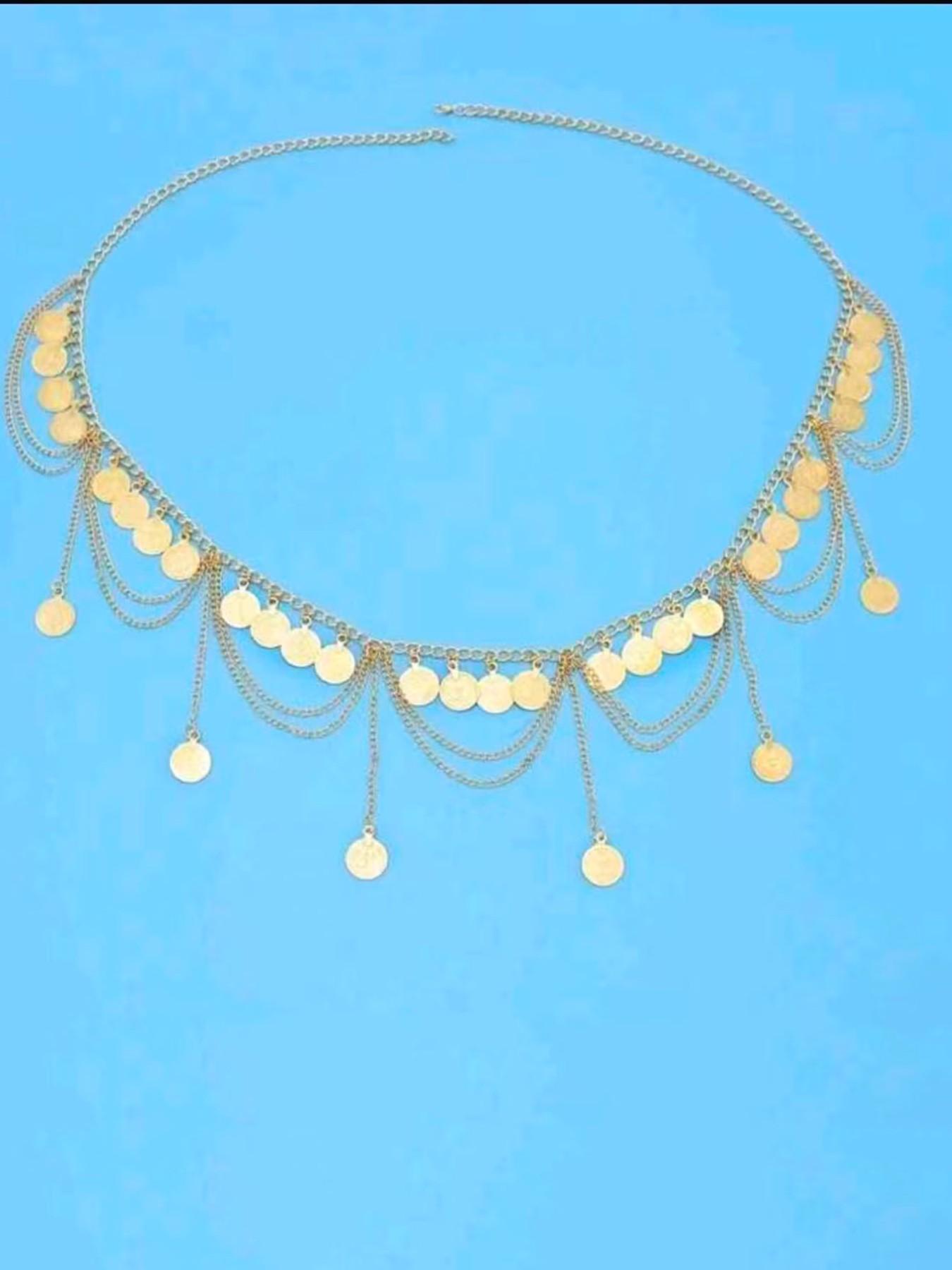 Bohemian Style Waist Chain, 6 Coin Design Belt Accessory, Perfect for Hanfu & Belly Dance, Ideal for Festive Parties