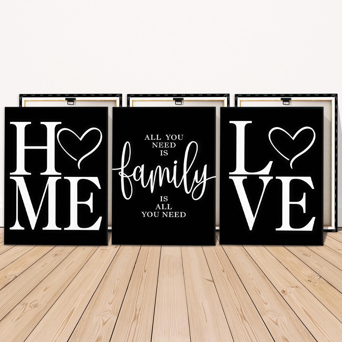 3 Counting wooden frame canvas, colorful simple family love art poster, living room decorative painting, modern art, Home, suitable for corridor and wall art, Wall Decoration, high-definition printing, waterproof artwork