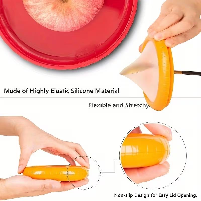 Set of 4 Silicone Fruit and Vegetable Storage Boxes, Reusable Fridge Containers, Avocado Tomato Box, Ideal for Garlic Onion Lemon Potato