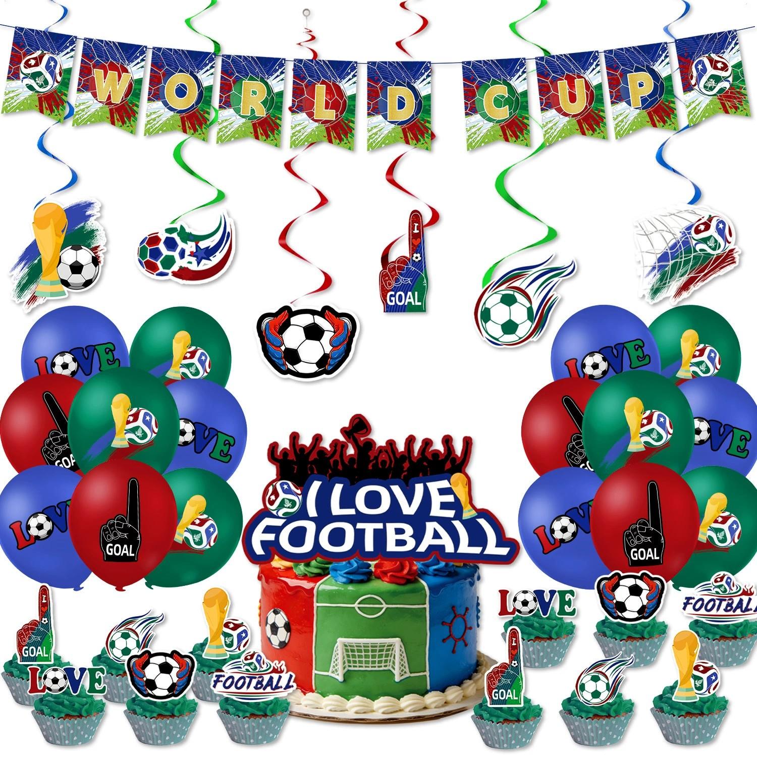 2026 Football Birthday Party Decoration Set, Soccer Theme Party Supplies for Kids and Adults, Includes Banners, Balloons, Hanging Decorations
