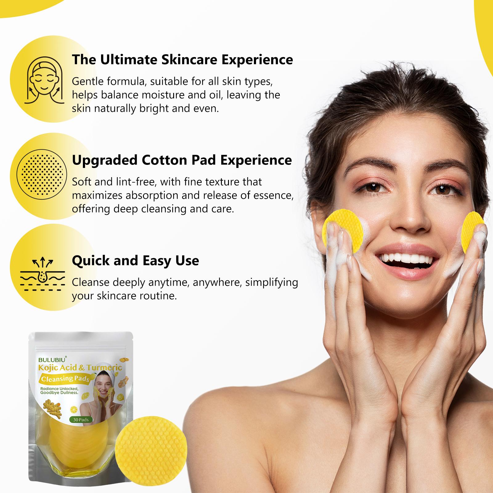 6-Pack Turmeric Kojic Acid Cleansing Pads Cleansing, Exfoliating, Daily Care, For Men and Women