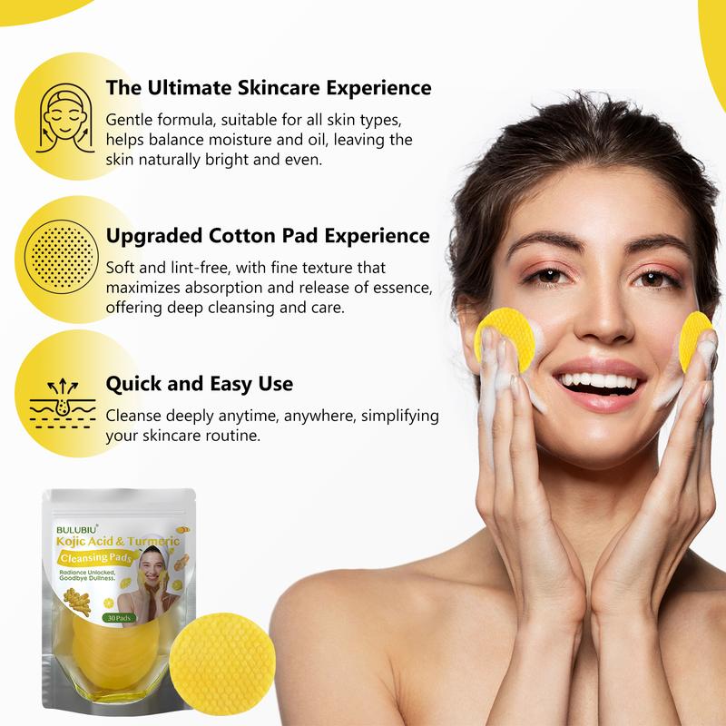6-Pack Turmeric Kojic Acid Cleansing Pads Cleansing, Exfoliating, Daily Care, For Men and Women