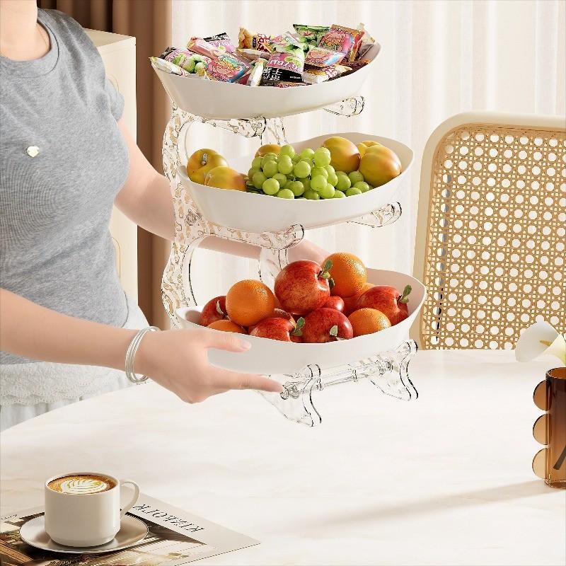 Three-Tier Fruit Basket with Stand, Detachable Snack/nut/cake/dessert/vegetable Storage Box, Perfect Kitchen Counter Organizer