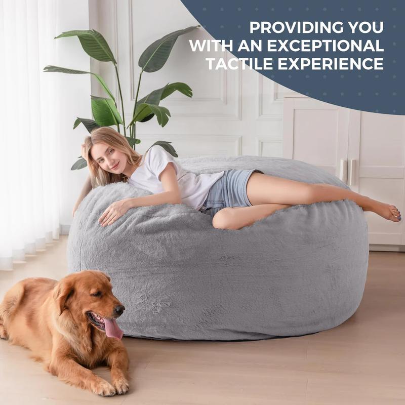 MAXYOYO Giant Bean Bag Bed, Faux Fur Convertible Bean bag to bed Folds from Lazy Chair to Floor Mattress Bed