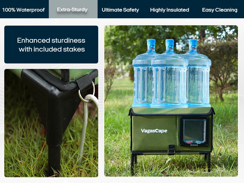 Vagascape Heated Outdoor Cat House, Heated Bowl, Thermostat & Overheat Protection with Auto Shutoff, Warms in ~3s & Energy-Saving – Waterproof, Insulated & Elevated, 12mm Fiberglass Frame, Escape Door & Window, UL-Tested Heating Core Vagascape Heated Outdoor Cat House, Heated Bowl, Thermostat & Overheat Protection with Auto Shutoff, Warms in ~3s & Energy-Saving – Waterproof, Insulated & Elevated, 12mm Fiberglass Frame, Escape Door & Window, UL-Tested Heating Core