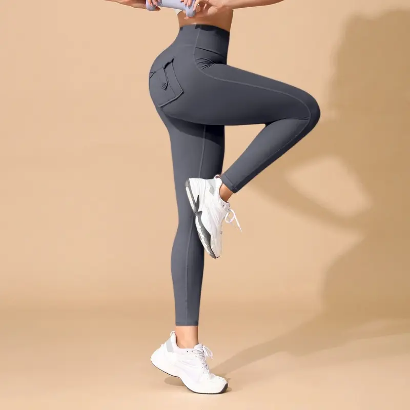 Dark gray polyester leggings