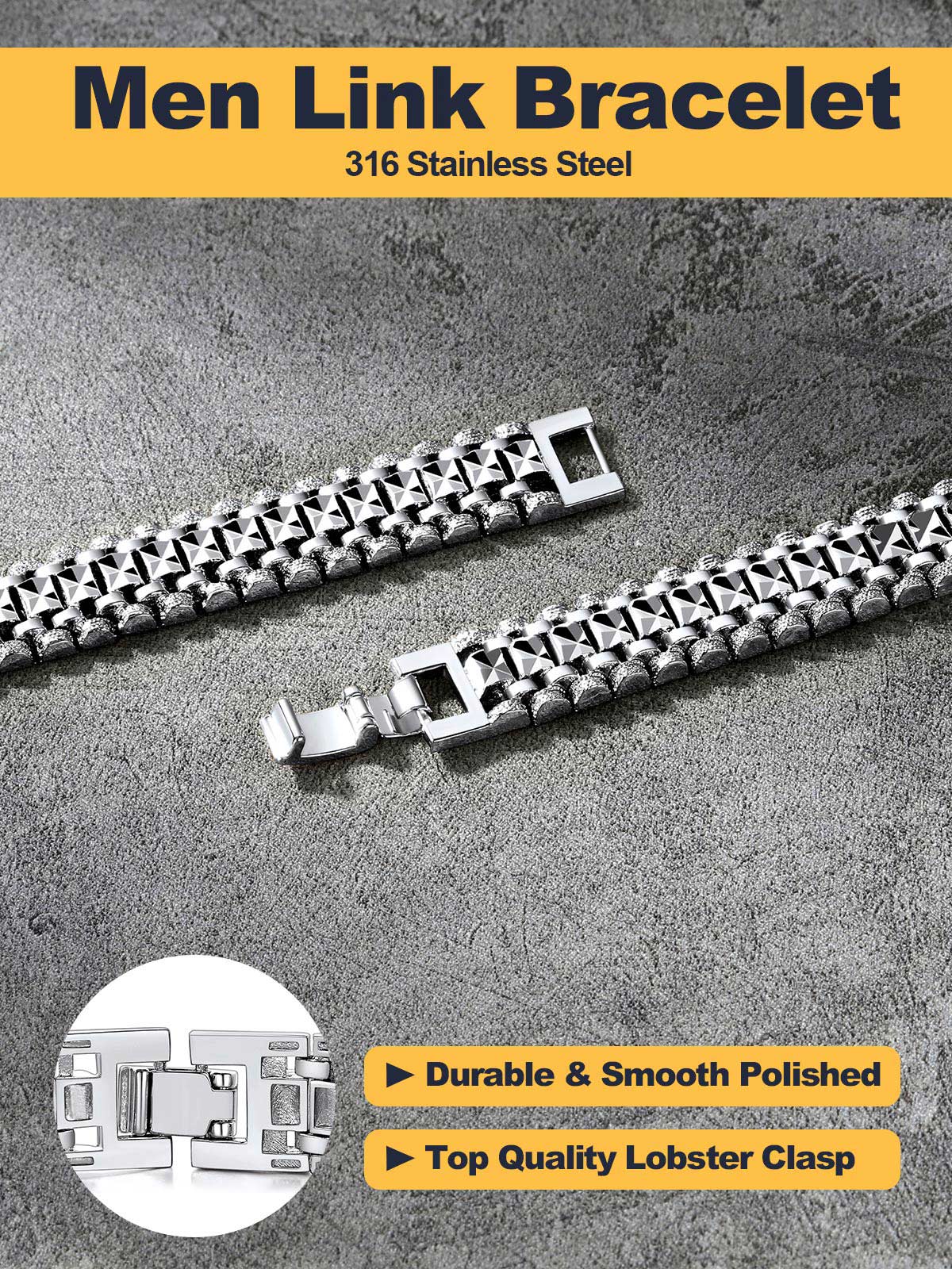 U7 Cuban Link Chain Chunky Bracelets Daily Casual Jewelry for Men