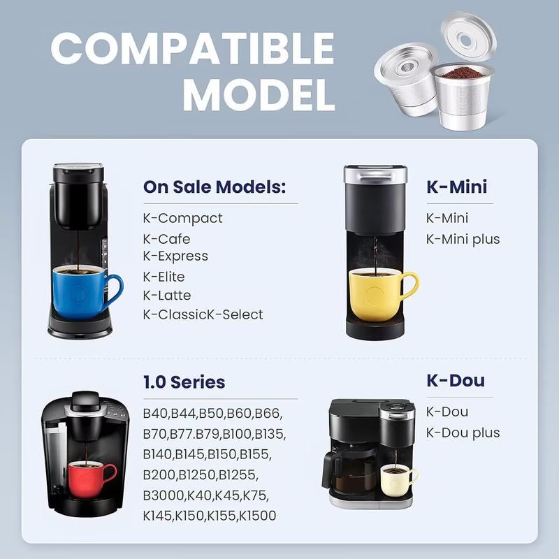 2 Pack Reusable K Cups Coffee Pods for Keurig 1.0: Stainless Steel Refillable K Cup - Reusable Coffee Filter for Keurig 1.0 Coffee Maker, Permanent, Eco-Friendly, Innovative Design