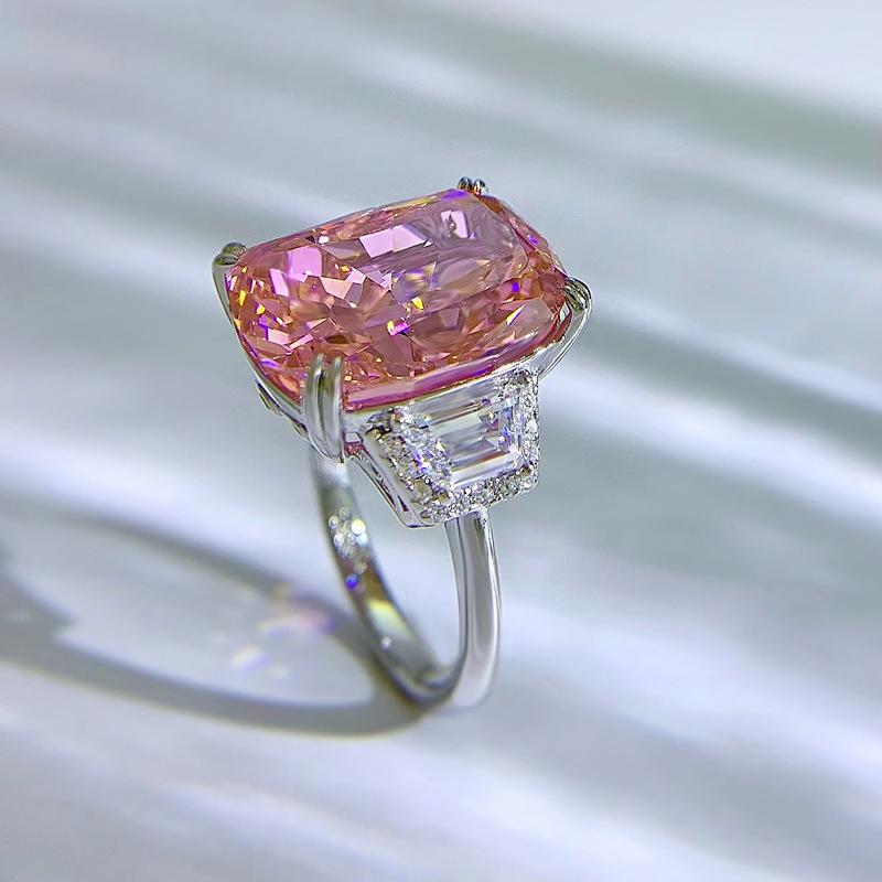 New S925 Sterling Silver Women's Ring Deluxe Padparadscha 11*15 [F0002]