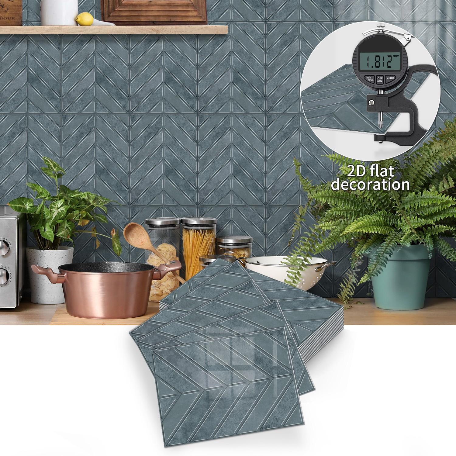 Geometric Herringbone Pattern Stickers, 12/24pcs Self Adhesive & Detachable Design, Waterproof Wall Decor for Kitchen Cabinets