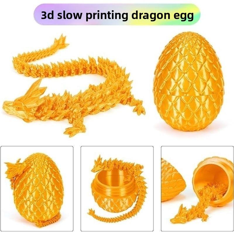 3D Printed Crystal Dragon and Egg Set, Jointed Dragon Figurine Creative Gift, Openable Dragon Egg Set Cute Pet Dragon Handmade Toy, Collectible Figurines, Collectible Room Decor