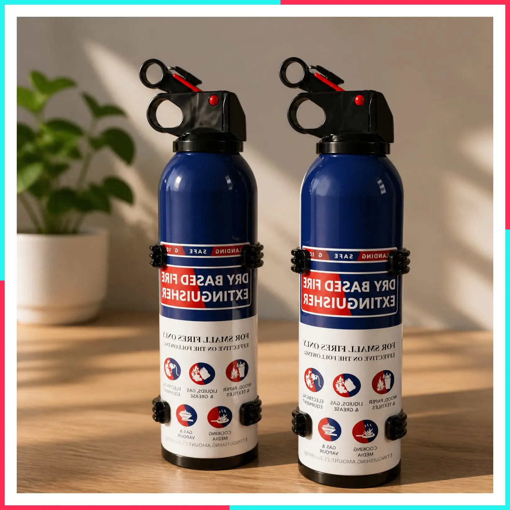 Portable Dry Chemical Fire Extinguisher for Home & Vehicle - Grease & Electrical Fire Extinguisher for Kitchen, Car, Easy for All Ages to Use (2-Pack, 1.32lb Each)