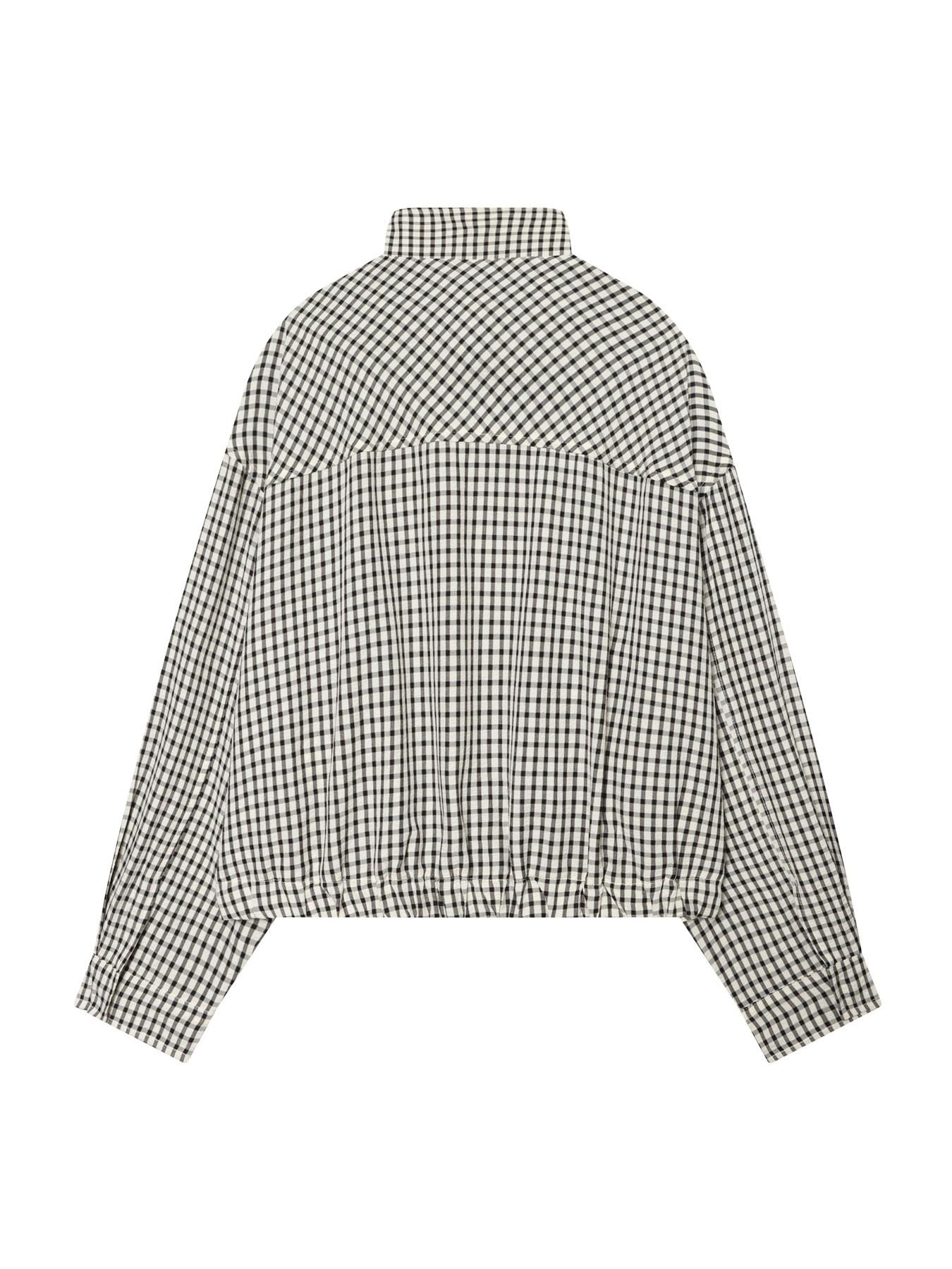 Women's Plaid Cropped Oversized Casual Long Sleeve Bomber Jacket, Streetwear, Loose Lightweight Outerwear for Spring and Autumn