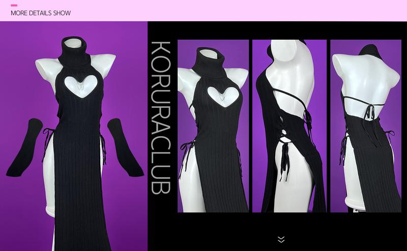 Koruraclub Valentine's Day Heart-shaped cheongsam Black Turtleneck Cosplay Succubus underwear Backless long skirt 2026 Hottest Picks