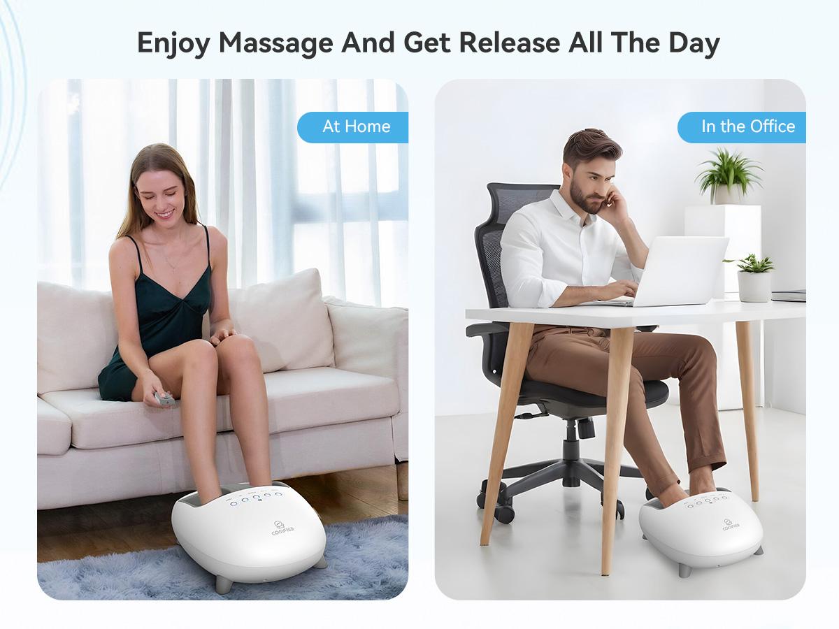 COMFIER Shiatsu Foot Massager with Heat, Kneading and Vibration Massage Electric Heated Foot Massager, Feet Massager for Mom Dad Elder-Home Office Use Gift Adjustable White