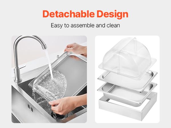 VEVOR Countertop Food Serving Display Container, 1x 1/2 Pan Stainless Steel Food Serving Tray, Buffet Condiment Dispenser Display Rack with Clear Lid Ice Tray, for Restaurant Hotel Kitchen Party VEVOR Countertop Food Serving Display Container, 1x 1/2 Pan Stainless Steel Food Serving Tray, Buffet Condiment Dispenser Display Rack with Clear Lid Ice Tray, for Restaurant Hotel Kitchen Party