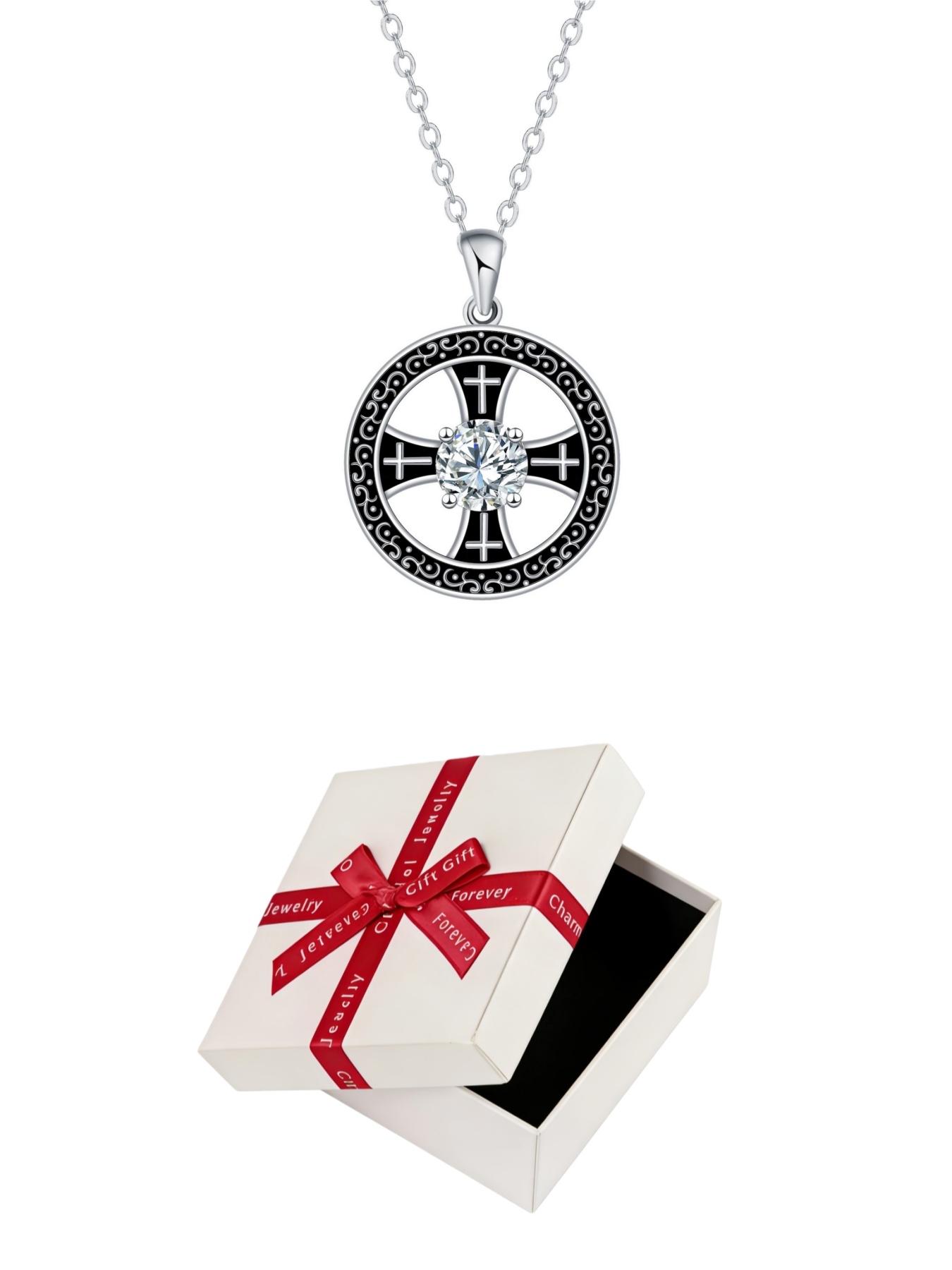 Cross Star Core · Black Silver Original niche vintage cross gem necklace, a must-have for spring and summer daily wear. A mysterious lucky necklace, perfect for Valentine's Day and all festive gifting.