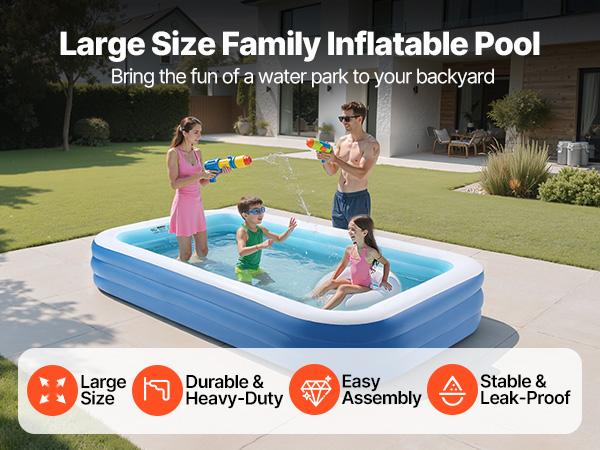 VEVOR Large Inflatable Swimming Pool, 118x67x20 in Blow Up Model with Repair Patches, for Family Summer Use (Home Improvement & Building Supplies, Outdoor Swimming Pool), Swimming Pools